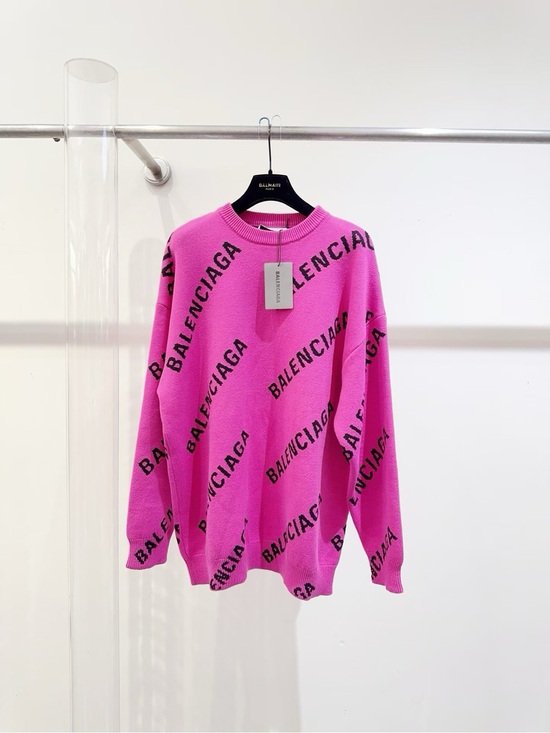 Balenciaga Sweaters - ❌hold❌🚩steal Balenciaga Hot Pink Logo Crewneck Sweater
